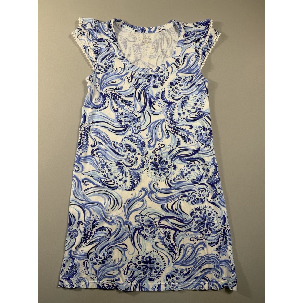 Lilly Pulitzer Bridgitte Cotton Shift Dress Resort White Don't Be Jelly Lace XS